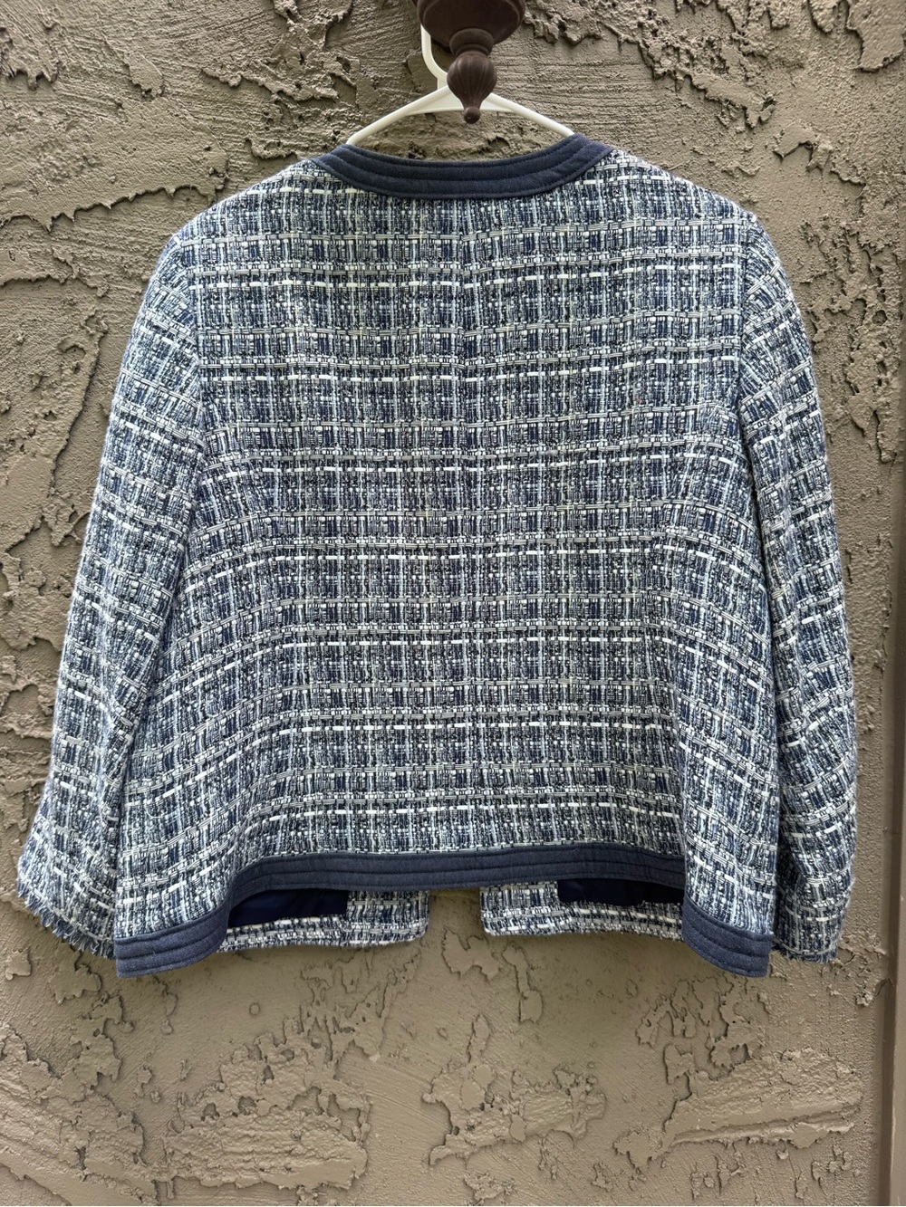 Talbots Chambray Trim Tweed Jacket Size 14 - Picture 6 of 15